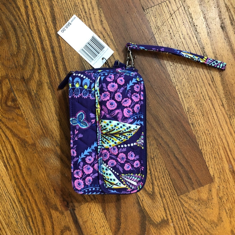 NWT Vera Bradley zip wallet with arm strap purple